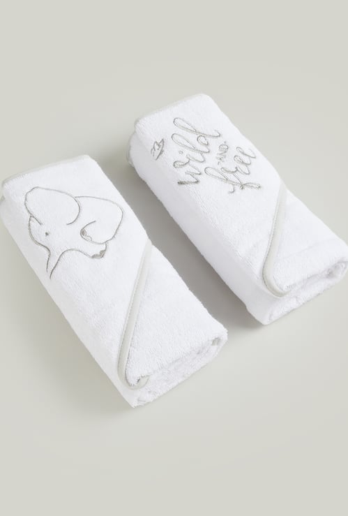 Juniors 2 Piece Embroidered Hooded Towel - 75x75 cm
