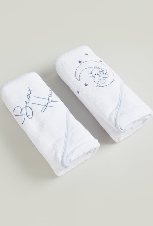 Juniors 2 Pcs Embroidered Hooded Towel 75x75 cm