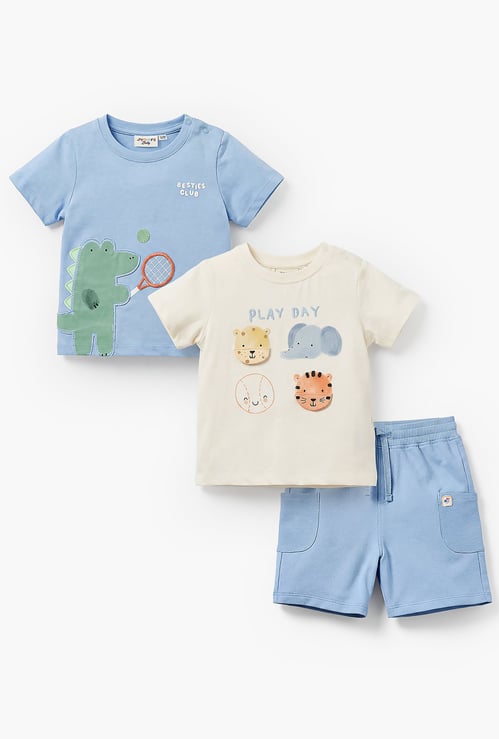 Juniors 3 Piece Applique T-shirt and Shorts Set