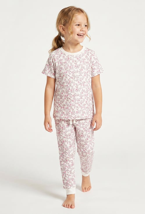 Juniors Floral Print T-shirt & Pyjama Set