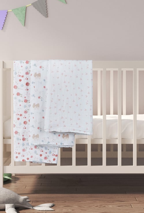 Juniors Printed Muslin Swaddle Blanket - Pack of 3
