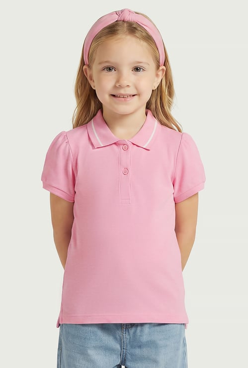 Juniors Solid Polo T-shirt