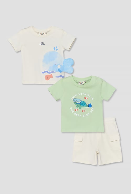 Juniors 3 Piece Printed T-shirt and Shorts Set