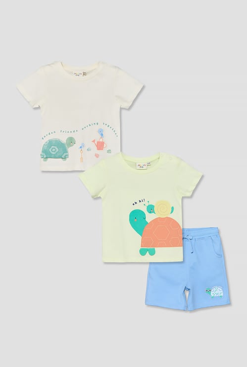 Juniors 3 Piece Printed T-shirts and Shorts Set