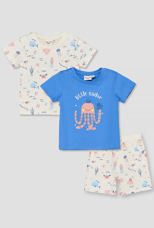 Juniors 3 Piece Printed T-shirt and Shorts Set