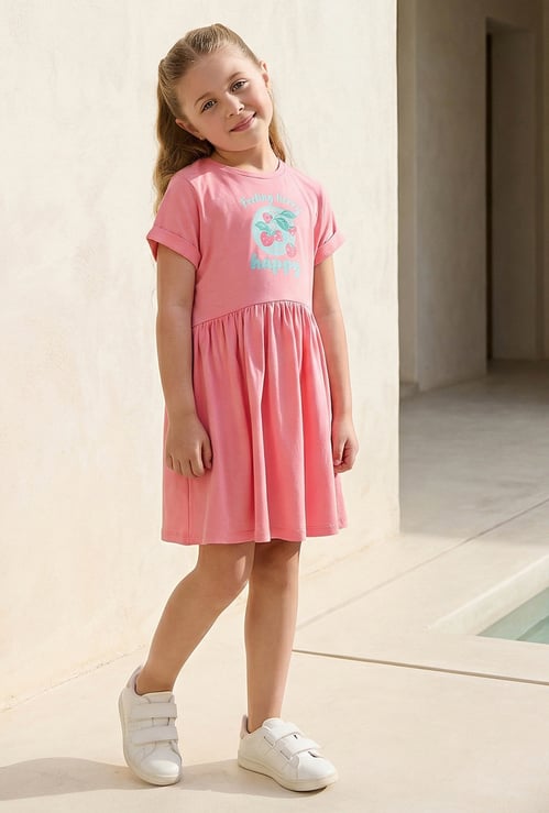 Juniors Strawberry Print A-line Dress