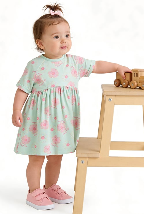 Juniors Floral Print A-Line Dress