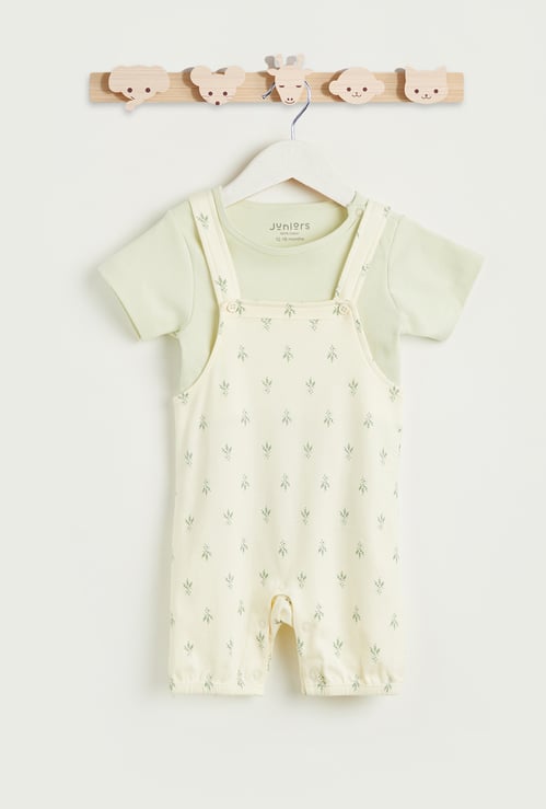 Juniors Printed Dungaree with T-shirt Set