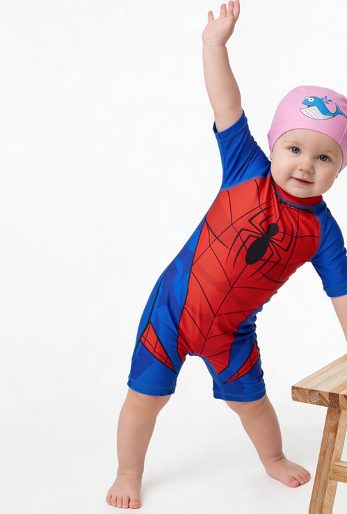 Juniors Spiderman Print Swimsuit