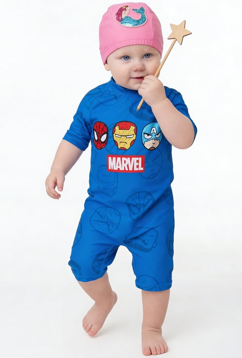 Juniors Avengers Print Swimsuit