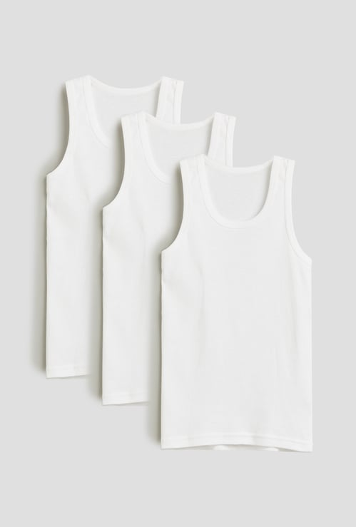 Juniors Solid Vest - Pack of 3