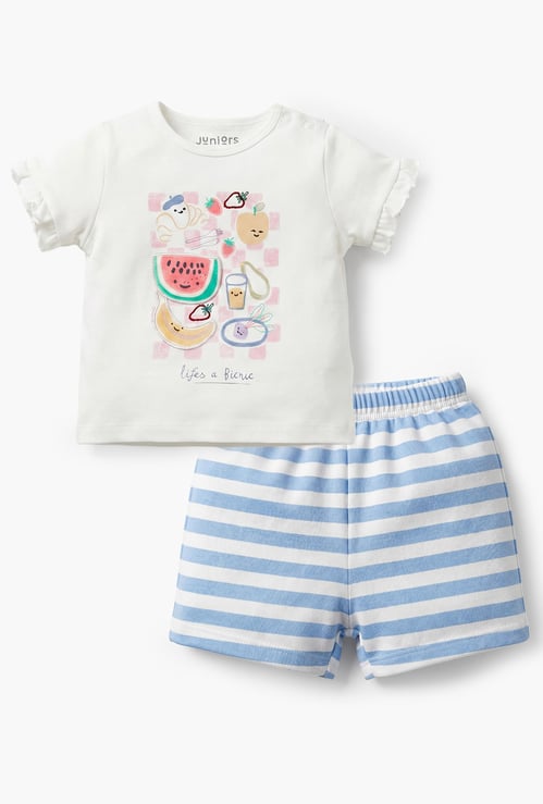 Juniors Applique T-shirt & Shorts Set