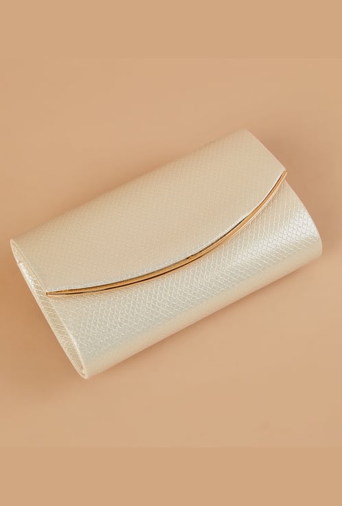 CODE Geometric-Textured Envelope Clutch with Sling