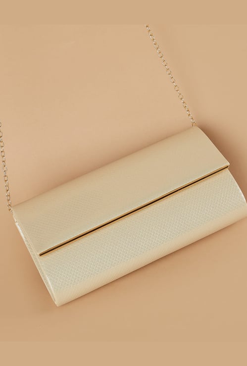 CODE Textured Clutch with Sling Strap