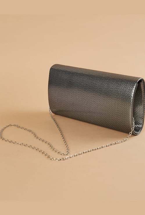 CODE Textured Clutch with Sling Strap