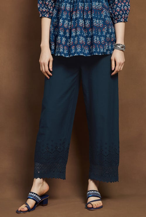 MELANGE Lace Hem Palazzos