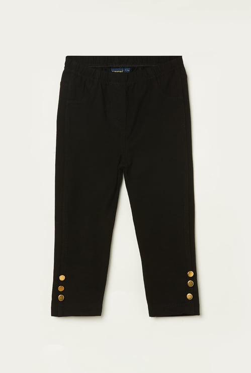 JUNIORS Girls Leggings with Button Accents