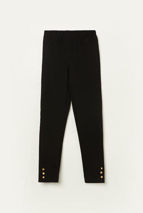 FAME FOREVER Girls Leggings with Button Accents