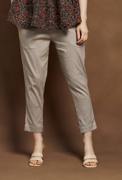 MELANGE Solid Straight Pants