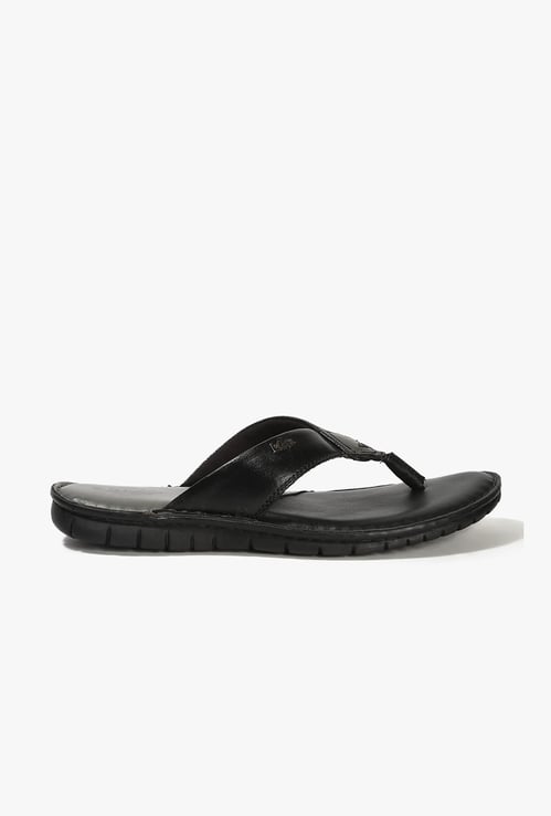 LEE COOPER Textured Leather Flip Flops