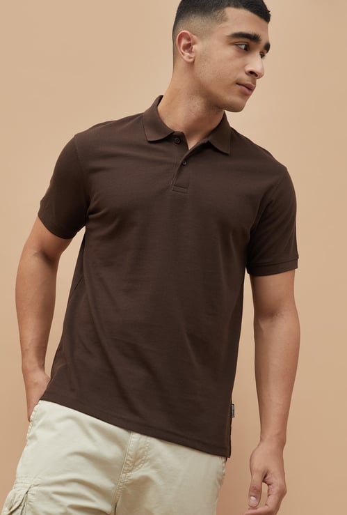 FAME FOREVER Textured Polo T-shirt