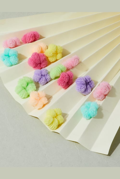 FAME FOREVER Floral Hair Ties with Pouch - Pack of 16