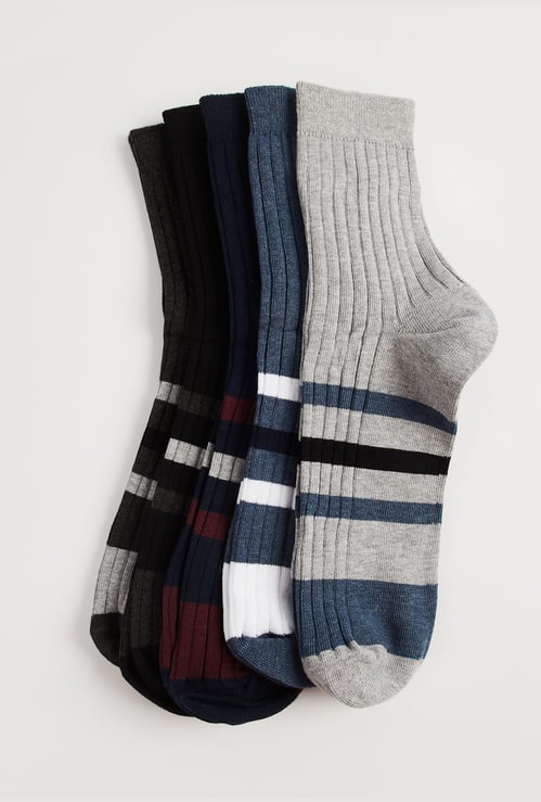 BONJOUR Striped Knit Ankle Socks - Pack of 5