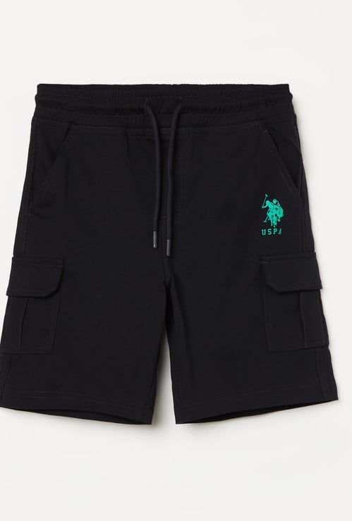 US POLO ASSN KIDS Boys Solid Cargo Shorts
