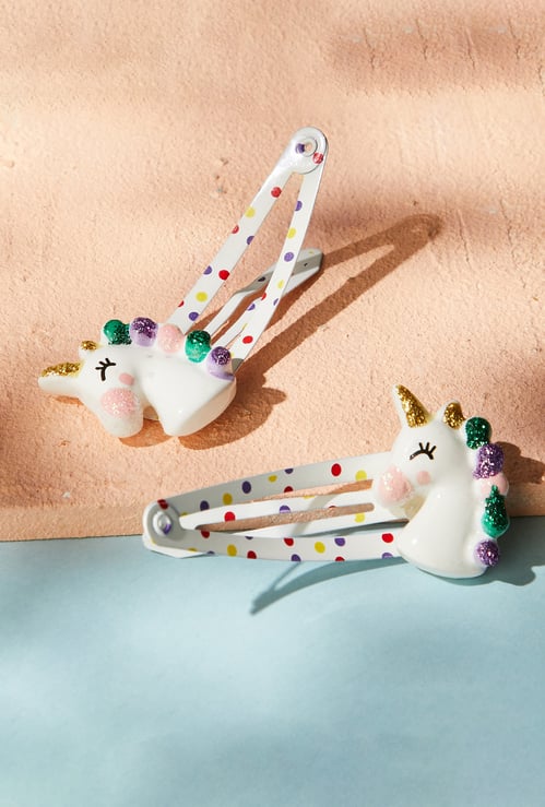 FAME FOREVER Unicorn Appliqued Hair Clips - Pack of 2
