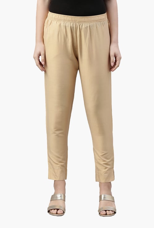 GO COLORS Solid Straight Pants