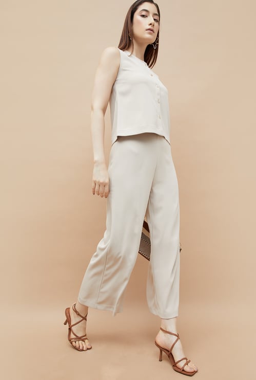 CODE Solid Wide Leg Trousers