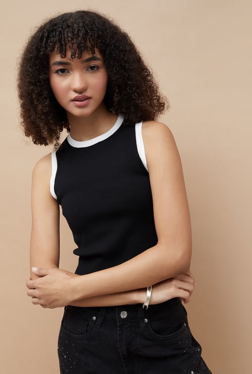 GINGER Ribbed Crop Tank Top