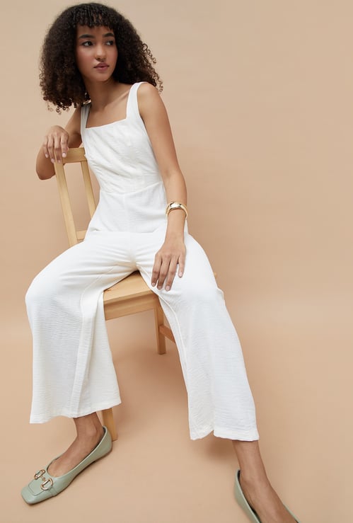 GINGER Textured Wide Leg Jumpsuit