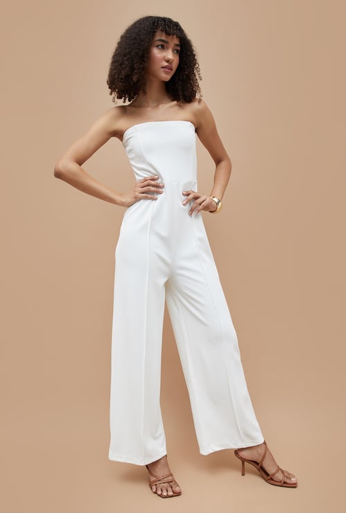 GINGER Pintuck Bandeau Neck Jumpsuit