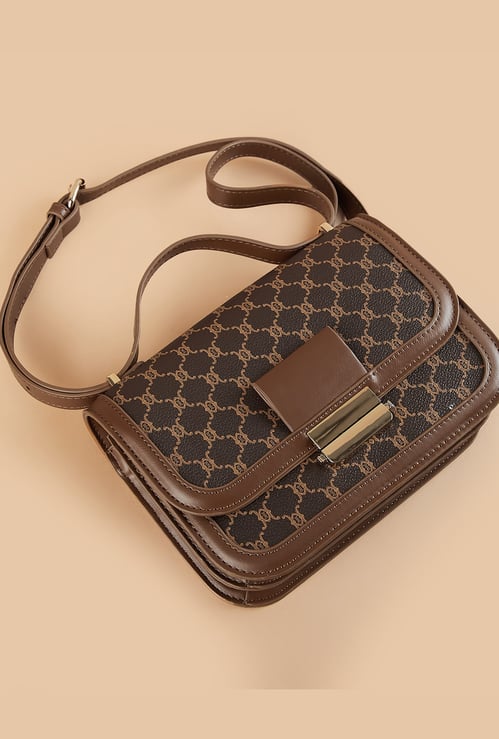 CODE Monogram Print Sling Bag