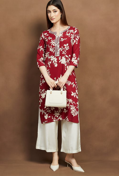 MELANGE Floral Print Straight Kurta