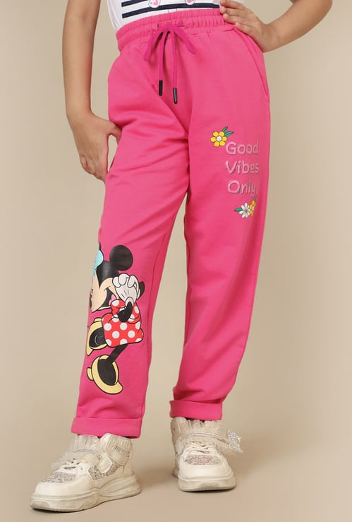 KIDSVILLE Girls Minnie Mouse Print Track Pants