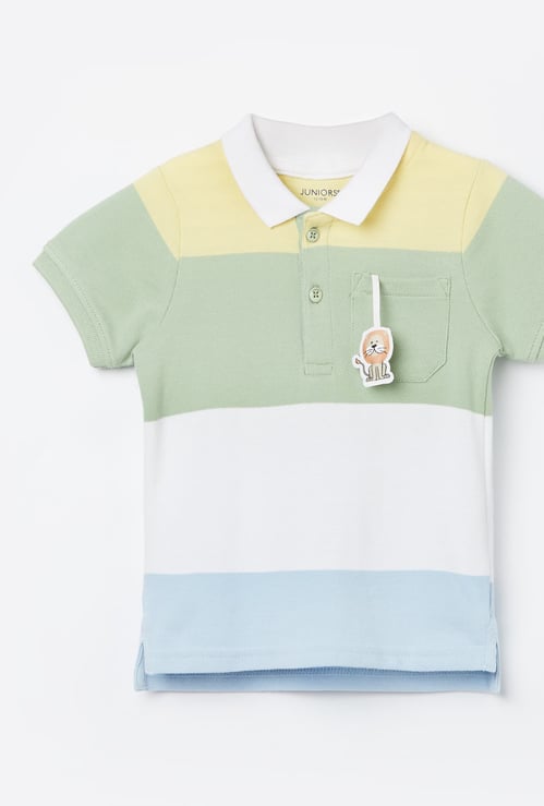 JUNIORS Boys Colourblock Polo T-shirt with Lion Accent