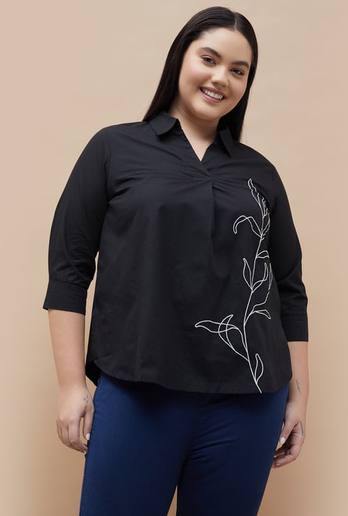 NEXUS Embroidered Collared Top