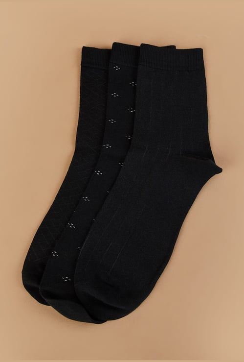 CODE Patterned Knit Crew Length Socks - Pack of 3