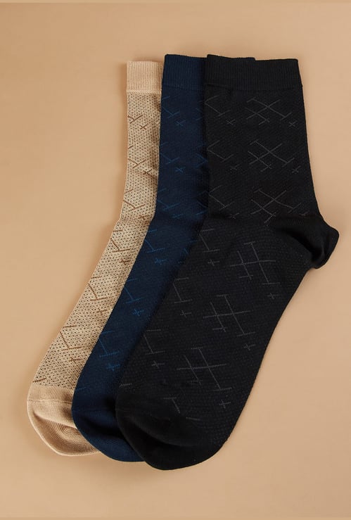 CODE Patterned Knit Crew Length Socks - Pack of 3