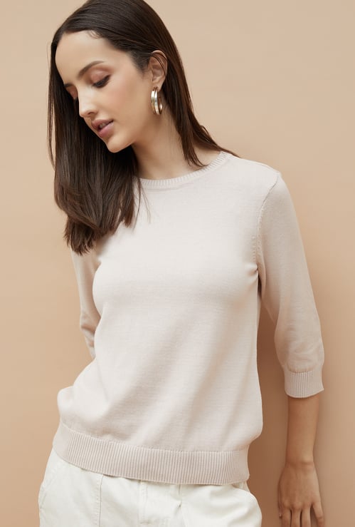 FAME FOREVER Solid Flat Knit Top