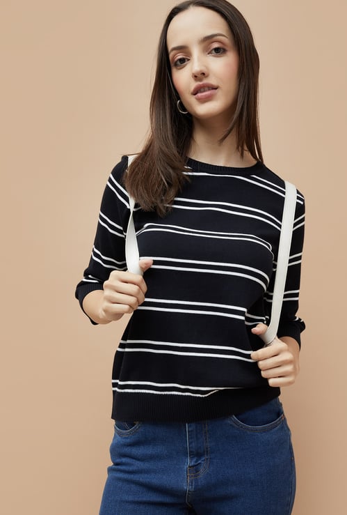 FAME FOREVER Striped Knitted Top