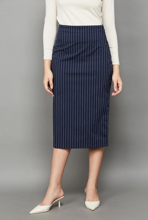AND Striped Pencil Skirt
