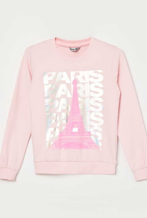 FAME FOREVER Girls Printed Crew Neck Sweatshirt