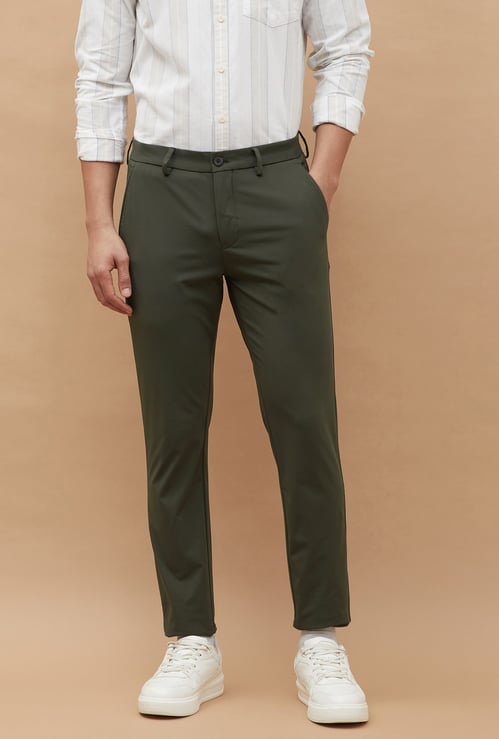 CODE Solid Slim Tapered Trousers