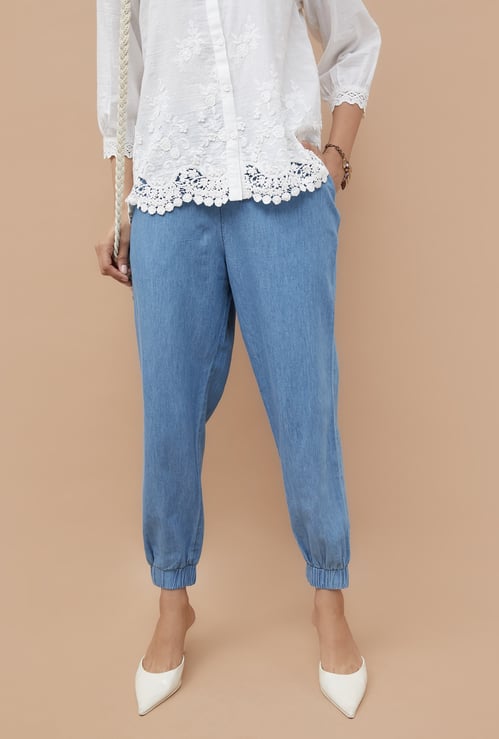COLOUR ME Solid Denim Joggers