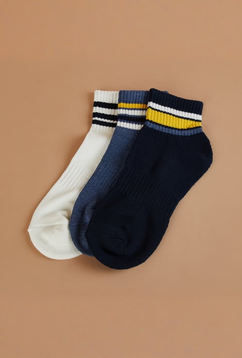 FAME FOREVER Striped Ankle Length Socks - Pack of 3