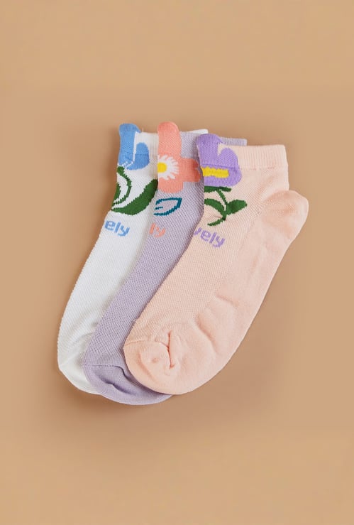 FAME FOREVER Assorted Ankle Length Socks - Pack of 3