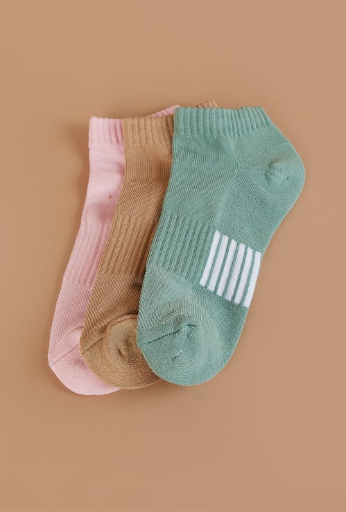 GINGER Striped Ankle Length Socks - Pack of 3